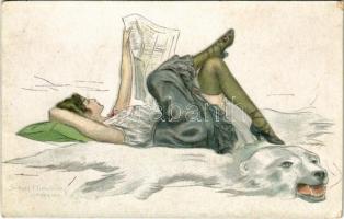 Erotic lady art postcard. Ars Parva 381-5. s: Clemency (EK)