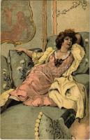 Erotic lady art postcard. 1925. litho. unsigned Geiger (?) (r)