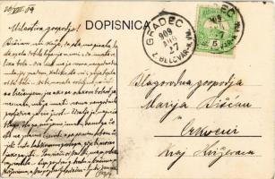 1909 Csázma, Csezmice, Cazma; Fő utca, erdészeti hivatal / Sumarija / main street, forestry office