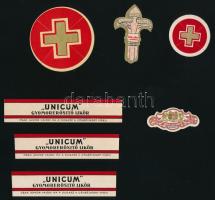 7 db háború előtti Unicum ital címke.