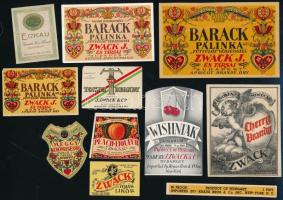11 db háború előtti különböző magyar alkoholos ital címke gyűjtemény Zwack és más