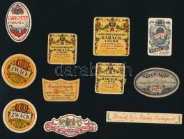 11 db háború előtti különböző magyar alkoholos ital címke gyűjtemény Zwack gyártmányok