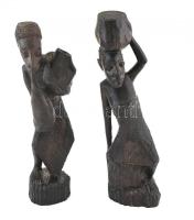 2db afrikai faragott fa szobor, m:26-28cm