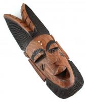 Afrikai faragott fa fali maszk, 44x15cm