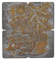 Göröntsér Greff Lajos (1888-1976): Virágos textil nyomúdúc. Iparművészetileg zsűrizett. Réz és fa. J...