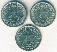 Német Birodalom / Weimari Köztársaság 1928 A,E,J 50Rpf 3klf T:3+,3