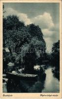 1942 Érsekújvár, Nové Zámky; Nyitra folyó részlete, csónak / Nitra riverside, rowing boat (EK)