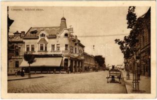 1912 Losonc, Lucenec; Rákóczi utca, kávéház. Redlinger kiadása / street view, café (EK)