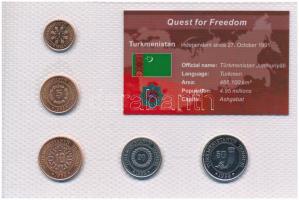 Türkmenisztán 1993. 1T-50T (5xklf) Quest for Freedom sorozat, forgalmi összeállítás műanyag díszcsomagolásban T:1- kis karc Turkmenistan 1993. 1 Tenge - 50 Tenge (5xdiff) Quest for Freedom series, coin set in plastic case C:AU small scratch