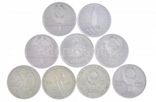 Szovjetunió 1965-1985. 1R Cu-Ni (9xklf) forgalmi emlékkiadások T:2,2- patina, ph, karc Soviet Union 1965-1985. 1 Ruble Cu-Ni (9xdiff) circulating commemorative coin C:XF,VF patina, edge error, scratch
