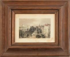 William Henry Bartlett (1809-1854)-Robert Wallis (1794-1878): Bécsi látkép (View from the Bastions, Vienna). Színezett acélmetszet, papír, jelzett a metszeten. Foltos. Üvegezett fa keretben. 12x18 cm