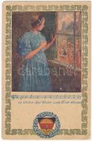1918 Es ritten drei Reiter zum Tore hinaus / WWI Austro-Hungarian K.u.K. military art postcard. Deutscher Schulverein Karte Nr. 370. + K.u.K. Geb. Batt. Nr. 9/5. (EB)