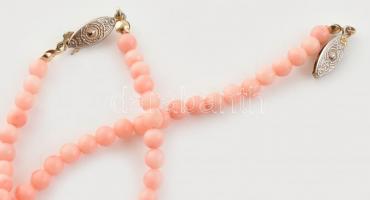 Korall nyaklánc és kartlánc, h:20-44cm