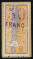 1902 Pozsony II. Mezőgazdasági Országos Kiállítás levélzáró 50 Franc felülbélyegzéssel, hátoldalán a Selmecbányai líceum jelmondatának bélyegzésével