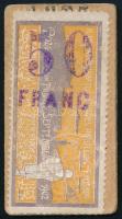 1902 Pozsony II. Mezőgazdasági Országos Kiállítás levélzáró 50 Franc felülbélyegzéssel, kartonon, hátoldalán a Selmecbányai líceum jelmondatának bélyegzésével Jegyként használták.