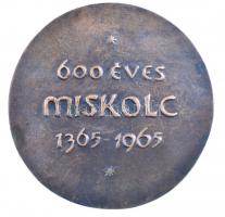Varga Miklós (1928-) 1965. "600 éves Miskolc 1365-1965" Br emlékérem (91mm) T:1- patina