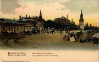 Moscow, Moscou; Kremlin, Vue générale du Pont Kamennoy / Bolshoy Kamenny Bridge