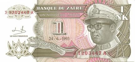 Zaire 1985-1995. 10 klf bankjegy T:I