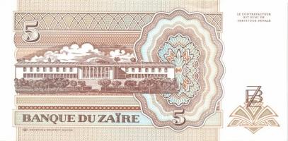 Zaire 1985-1995. 10 klf bankjegy T:I