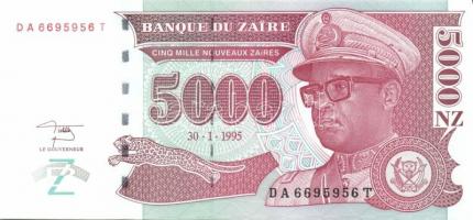 Zaire 1985-1995. 10 klf bankjegy T:I