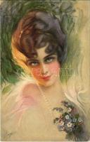1923 Italian lady art postcard. Serie 1078-1. (EK)
