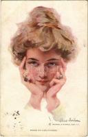1916 Rings on her fingers. Lady art postcard. Reinthal & Newman No. 204. s: Philip Boileau (EB)
