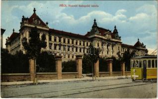 1917 Pécs, Honvéd hadapród iskola, villamos (EK)