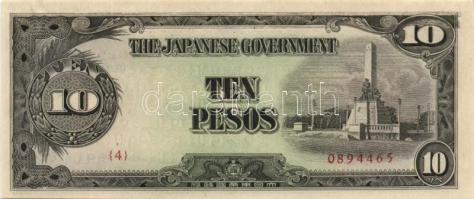 Japán megszállások / Kelet-Ázsia II. vh. 10 klf bankjegy T:I, I-, II (2x)