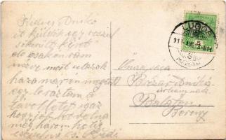 ~1910 Lugos, Lugoj; aratási munkák cséplőgéppel / threshing machine, photo