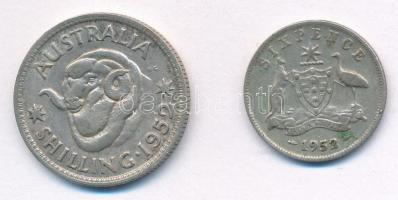 Ausztrália 1952. 6p Ag + 1Sh Ag T:2- Australia 1952. 6 Pence Ag + 1 Shilling C:VF