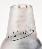 Balatonlelle vázapár, kézzel festett üveg, 1920 körül. apró lepattanásokkal, kopott m:8,5cm