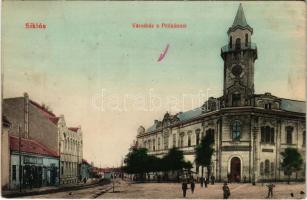 1910 Siklós, Városháza, Pelikán szálloda, Steinbach Samu üzlete. Feiler Mariska kiadása (EB)