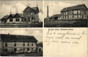 1918 Mázaszászvár, Szászvár-Máza (Baranya); Borgli telep, Brogli Béla hengermalma, gőz téglagyára, fa, szén, cement és mészkereskedése