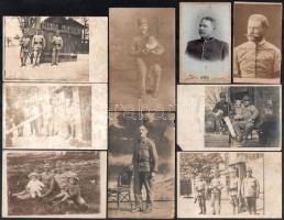 cca 1870-1910 9 db katonákat ábrázoló fotó vegyes állapotban
