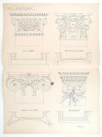 cca 1915 Kocsis Imre (?-?): Korinthusi oszloprend és pillérek, 2 db rajz. Tus. papír, jelzett, kissé sérült, lyukasztott, kissé foltos, 79x58 és 56x82 cm