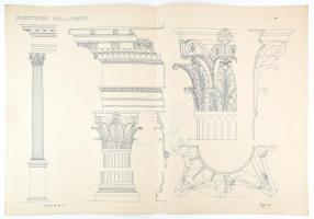 cca 1915 Kocsis Imre (?-?): Korinthusi oszloprend és pillérek, 2 db rajz. Tus. papír, jelzett, kissé...