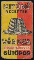 cca 1930 Váncza sütőpor-receptek kis kartonborító 4 db recept leporellóval