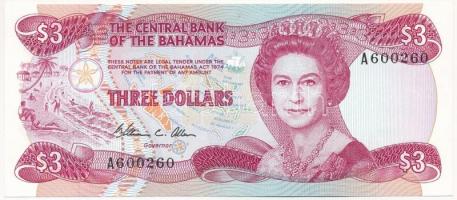 Bahamák 1984. 3$ "A600260" T:I Bahamas 1984. 3 Dollars "A600260" C:UNC Krause P44