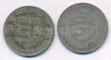 1947. 5Ft Ag "Kossuth" (2x) T:2-,3 patina
Adamo F8.1