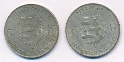 1947. 5Ft Ag "Kossuth" (2x) T:2-,3 patina
Adamo F8.1