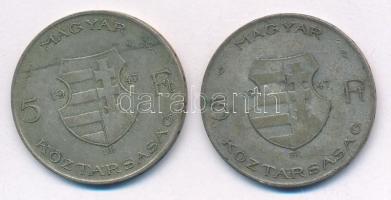 1947. 5Ft Ag "Kossuth" (2x) T:2-,3 patina
Adamo F8.1
