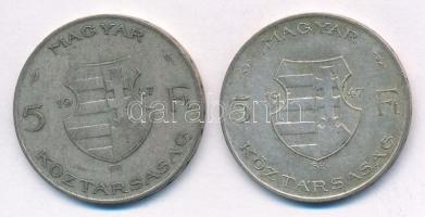 1947. 5Ft Ag "Kossuth" (2x) T:2-,3 patina
Adamo F8.1