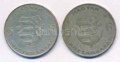 1947. 5Ft Ag "Kossuth" (2x) T:2-,3 patina
Adamo F8.1