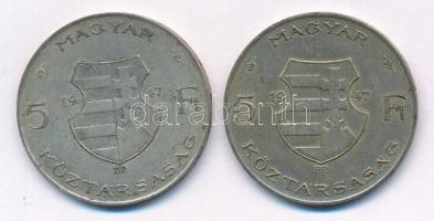 1947. 5Ft Ag "Kossuth" (2x) T:2-,3 patina
Adamo F8.1