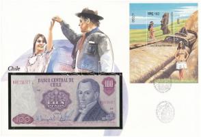 Chile 1983. 100P felbélyegzett borítékban, bélyegzéssel T:I Chile 1983. 100 Pesos in envelope with stamp and cancellation C:UNC