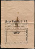 cca 1930 Magyar Magtenyésztési Rt. Monori Magkereskedése, magok csomagolására használt reklám papírtasak, kissé sérült, foltos