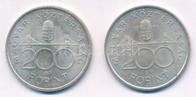 1993. 200Ft Ag "MNB" (2x) T:1-,2 patina
Adamo F13