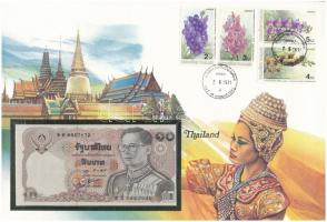 Thaiföld 1980. 10B felbélyegzett borítékban, bélyegzéssel T:I Thailand 1980. 10 Baht in envelope with stamp and cancellation C:UNC