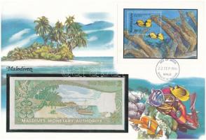 Maldív-szigetek 1983. 2R felbélyegzett borítékban, bélyegzéssel T:I  Maldives 1983. 2 Rufiyaa in envelope with stamp and cancellation C:UNC