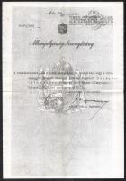 1932 Bp., Kovacsevits Ferenc névre szóló 3 db okmány: Állampolgársági bizonyítvány + hiteles másolat...